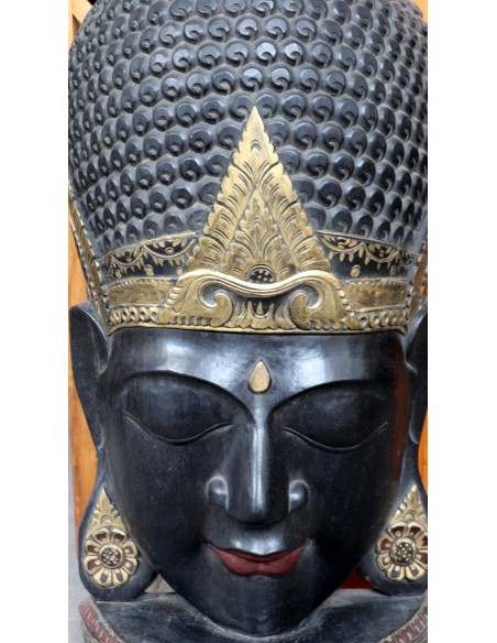 Testa di Buddha in Legno Intagliato a Mano – 50x24x110h cm – Artigianato Indonesiano – Solo 2 Pezzi Disponibili
