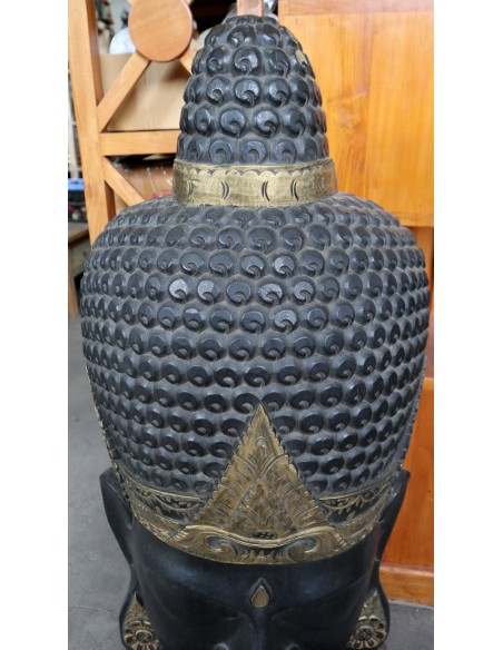 Testa di Buddha in Legno Intagliato a Mano – 50x24x110h cm – Artigianato Indonesiano – Solo 2 Pezzi Disponibili