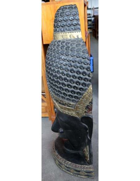 Testa di Buddha in Legno Intagliato a Mano – 50x24x110h cm – Artigianato Indonesiano – Solo 2 Pezzi Disponibili