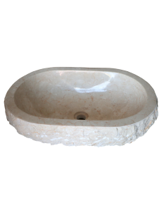 Lavandino in marmo chiaro ovale cm 60x40x17 lavabo Stone...