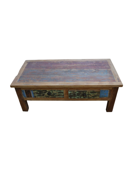 Tavolino da Caffè in Legno Recuperato da Imbarcazioni – 120x60x45h cm – Fatto a Mano in Indonesia