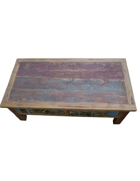 Tavolino da Caffè in Legno Recuperato da Imbarcazioni – 120x60x45h cm – Fatto a Mano in Indonesia