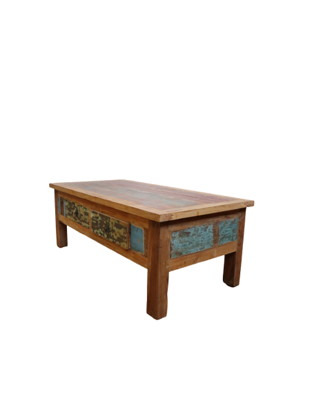 Tavolino da Caffè in Legno Recuperato da Imbarcazioni – 120x60x45h cm – Fatto a Mano in Indonesia