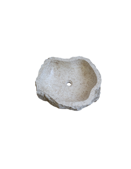 Lavandino in marmo chiaro irregolare cm 57x51x16 lavabo Stone bocciardato