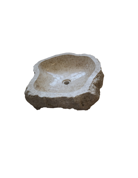 Lavandino in marmo chiaro irregolare cm 57x51x16 lavabo Stone bocciardato