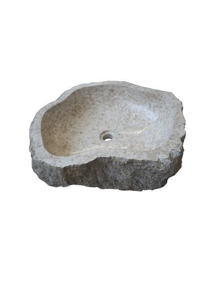 Lavandino in marmo chiaro irregolare cm 57x51x16 lavabo Stone bocciardato
