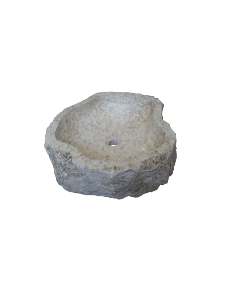 Lavandino in marmo chiaro irregolare cm 57x51x16 lavabo Stone bocciardato