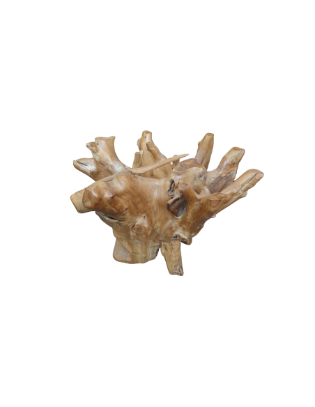 Base Tavolo da Pranzo in Radice di Teak Naturale – 110x105x78h cm – Intagliata a Mano in Indonesia
