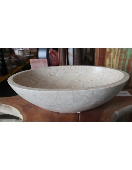 Lavandino da Appoggio in Marmo Beige Levigato – 60x40x17 cm – Artigianale Indonesia