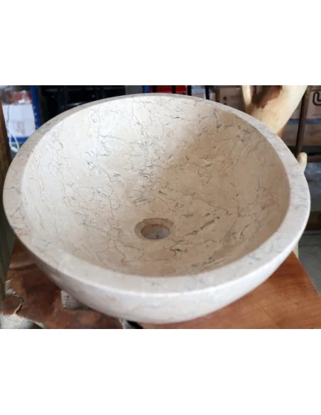 Lavandino da Appoggio in Marmo Beige Levigato – 60x40x17 cm – Artigianale Indonesia