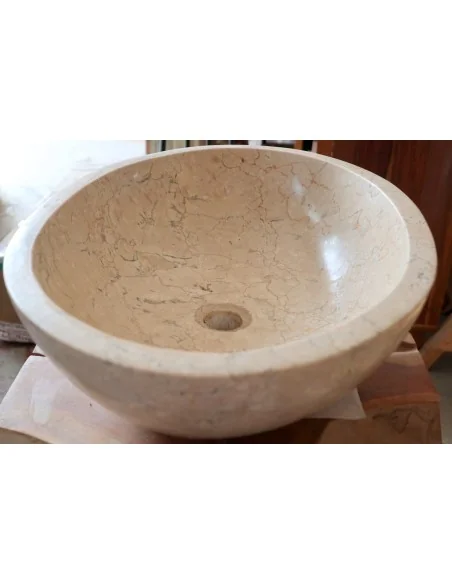 Lavandino da Appoggio in Marmo Beige Levigato – 60x40x17 cm – Artigianale Indonesia