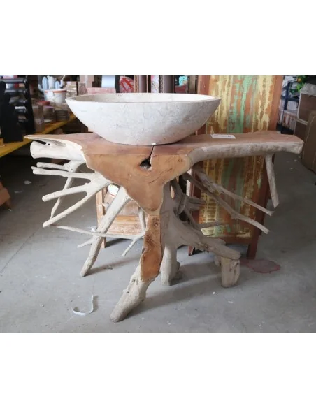 Lavandino da Appoggio in Marmo Beige Levigato – 60x40x17 cm – Artigianale Indonesia