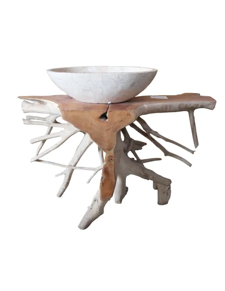 Lavandino da Appoggio in Marmo Beige Levigato – 60x40x17 cm – Artigianale Indonesia