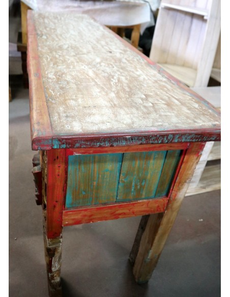 Consolle Porta TV in Legno Intagliato – Stile Tibetano – 170x48x84h cm – Fatto a Mano in Indonesia