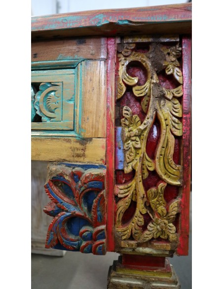 Consolle Porta TV in Legno Intagliato – Stile Tibetano – 170x48x84h cm – Fatto a Mano in Indonesia