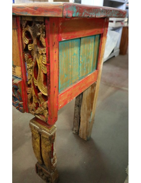 Consolle Porta TV in Legno Intagliato – Stile Tibetano – 170x48x84h cm – Fatto a Mano in Indonesia