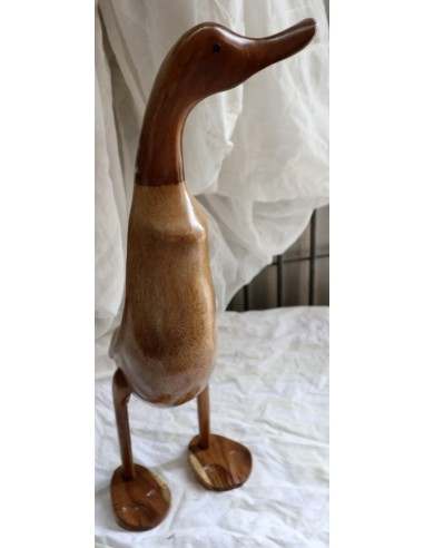 Papera Oca in Legno di Teak e Cocco Fatta a...