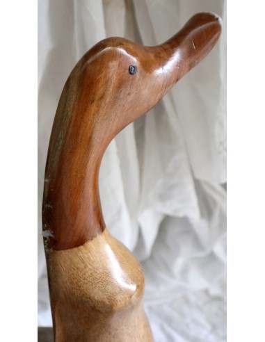 Papera Oca in Legno di Teak e Cocco Fatta a...