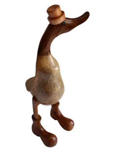 Papera Oca in Legno di Teak e Cocco 35 cm con Cappello e...