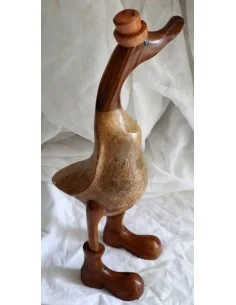 Papera Oca in Legno di Teak e Cocco 35 cm con Cappello e... 2