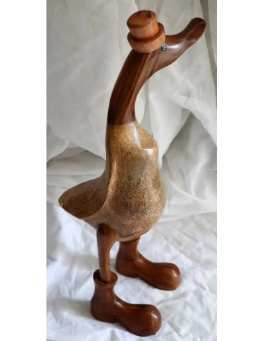 Papera Oca in Legno di Teak e Cocco 35 cm con...