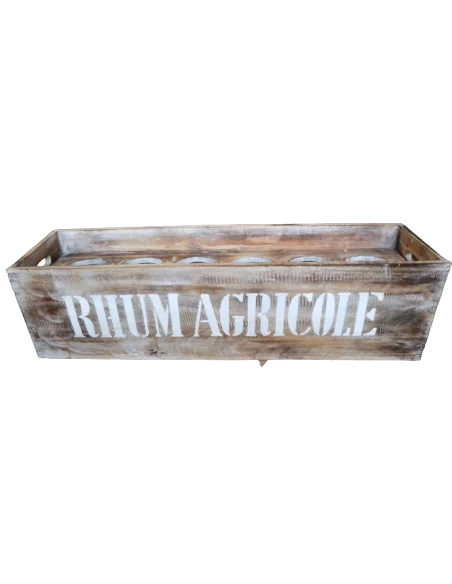 Scatola Porta Bottiglie in Legno di Albesia 80x22x22 cm – Stile Vintage “Rhum Agricole”