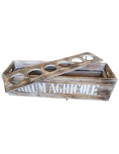 Scatola Porta Bottiglie in Legno di Albesia 80x22x22 cm – Stile Vintage “Rhum Agricole”