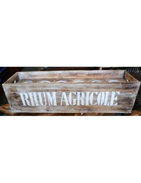 Scatola Porta Bottiglie in Legno di Albesia 80x22x22 cm – Stile Vintage “Rhum Agricole”