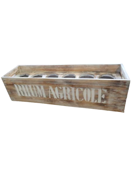 Scatola Porta Bottiglie in Legno di Albesia 80x22x22 cm – Stile Vintage “Rhum Agricole”