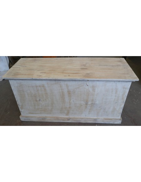 Mobile Porta TV in Legno di Albesia 100x40x50 cm – Finitura Decapata Chiara – Artigianato Indonesiano