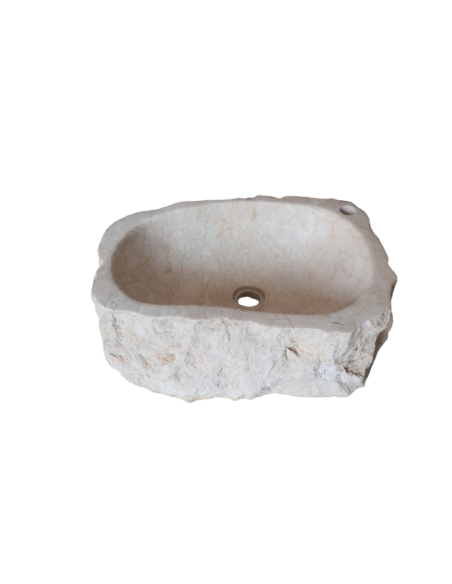 Lavandino in Marmo Naturale 52x38x15 cm con Foro Rubinetto – Realizzato a Mano