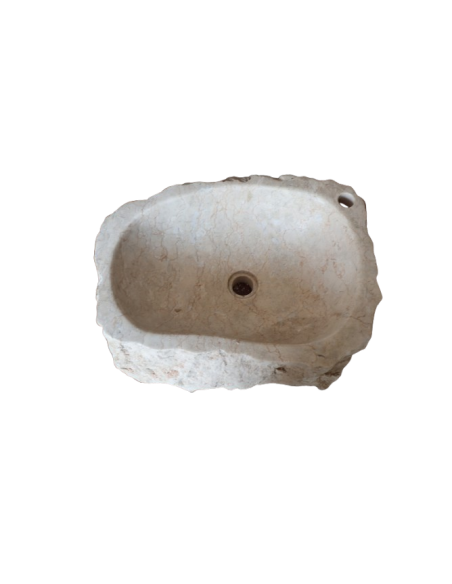 Lavandino in Marmo Naturale 52x38x15 cm con Foro Rubinetto – Realizzato a Mano