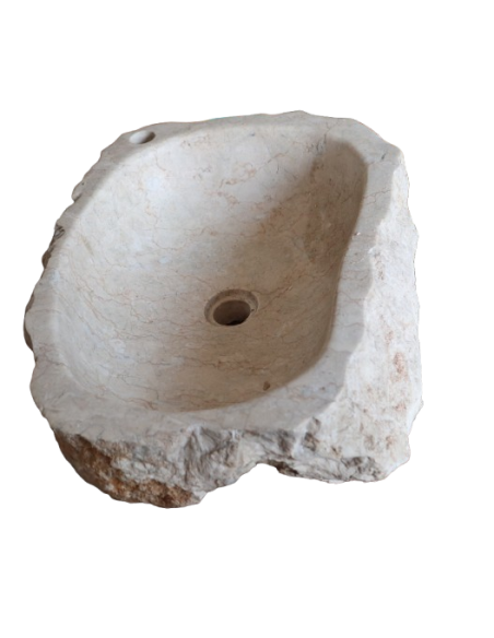 Lavandino in Marmo Naturale 52x38x15 cm con Foro Rubinetto – Realizzato a Mano