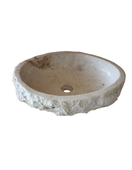 Lavandino in marmo chiaro irregolare cm 55x40x15 lavabo Stone bocciardato