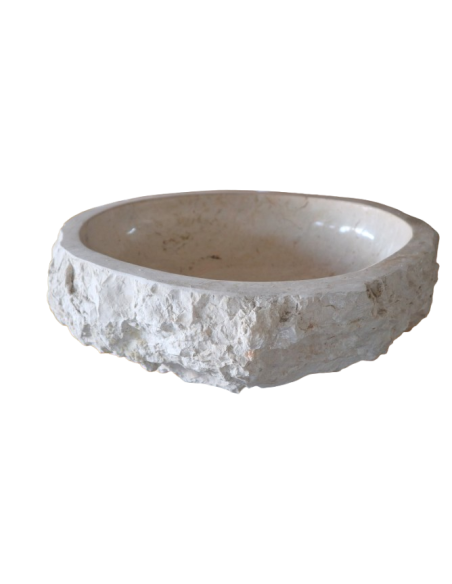 Lavandino in marmo chiaro irregolare cm 51x46x15 lavabo Stone bocciardato