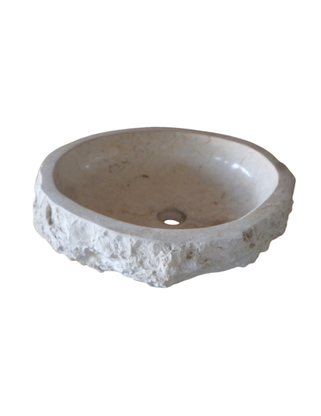 Lavandino in marmo chiaro irregolare cm 51x46x15 lavabo Stone bocciardato