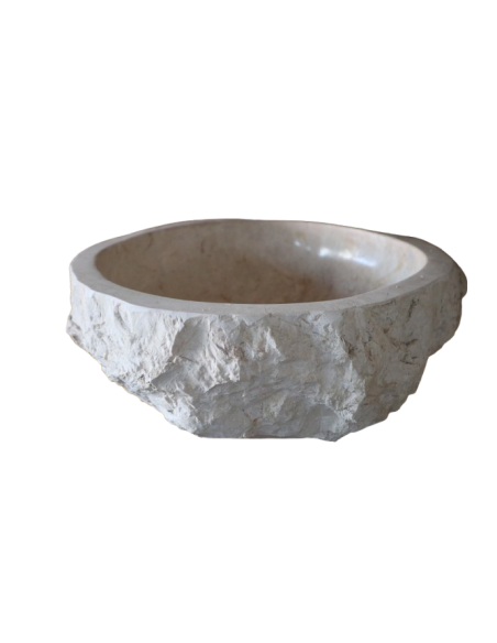 Lavandino in marmo chiaro irregolare cm 51x46x15 lavabo Stone bocciardato