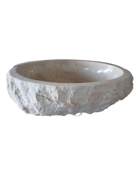 Lavandino in marmo chiaro irregolare cm 51x46x15 lavabo Stone bocciardato