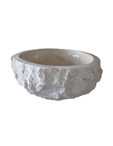 Lavandino in marmo chiaro irregolare cm 51x46x15 lavabo Stone bocciardato