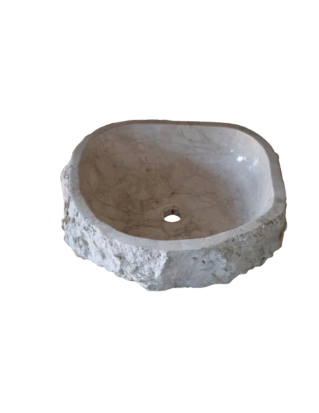 Lavandino in marmo chiaro irregolare cm 50x46x15 lavabo Stone bocciardato