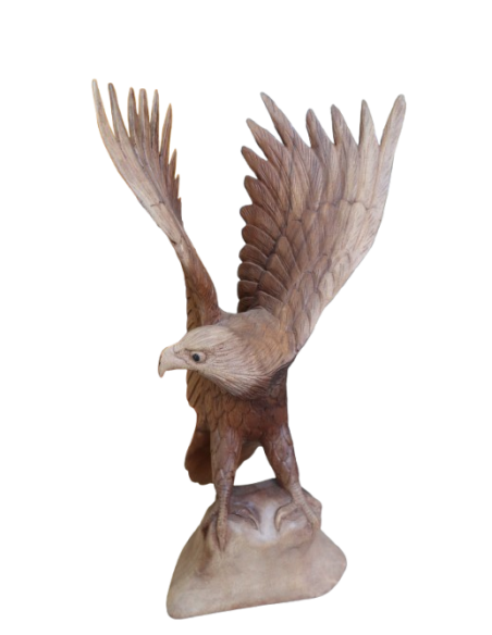 Scultura Aquila in Legno di Suar 52 cm – Realizzata a Mano in Indonesia