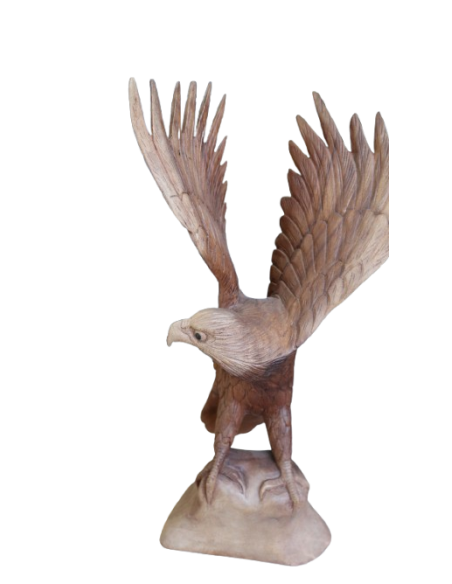 Scultura Aquila in Legno di Suar 52 cm – Realizzata a Mano in Indonesia
