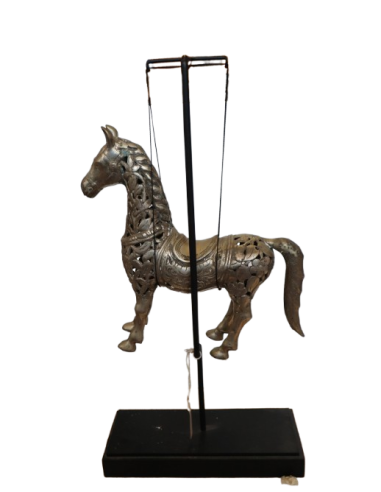 Scultura Cavallo in Metallo Intarsiato –...
