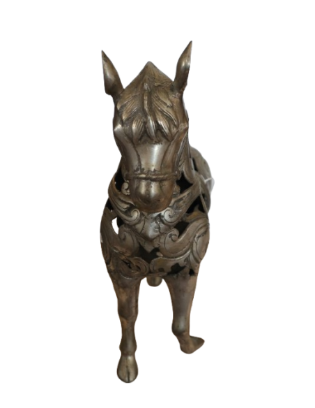 Scultura Cavallo in Metallo Intarsiato – Artigianato Indonesiano – 40x14x39 cm