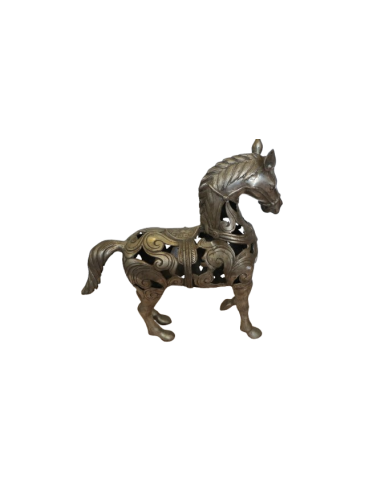 Scultura Cavallo in Metallo Intarsiato –...