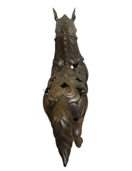 Scultura Cavallo in Metallo Intarsiato – Artigianato Indonesiano – 40x14x39 cm