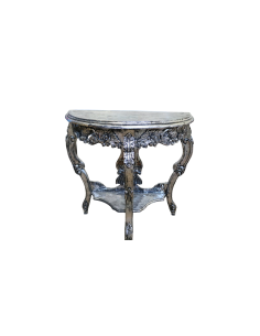 Consolle Barocca in Legno con Finitura Foglia Argento –...