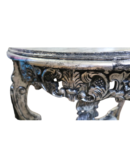 Consolle Barocca in Legno con Finitura Foglia Argento – 82x40x79h – Realizzata a Mano in Indonesia