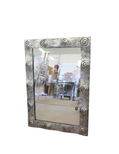 Specchio Barocco in Legno con Finitura Foglia Argento –...