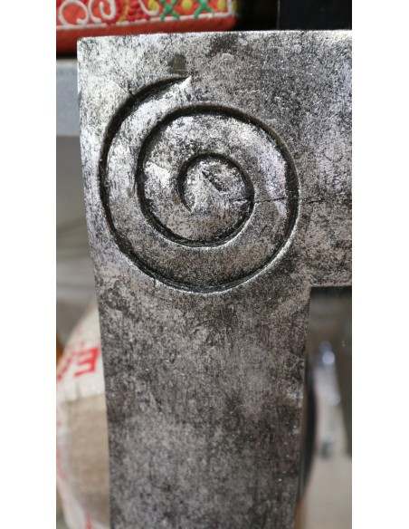 Specchio Barocco in Legno con Finitura Foglia Argento – 100x70 cm – Cornice Intarsiata a Mano – Artigianale Indonesia